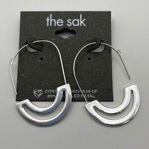 The Sak Silver Hoop‎ Earrings Minimalist Modern Recycled Metal Jewelry